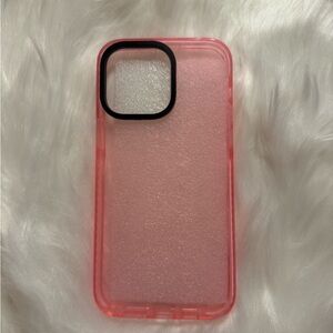 Pink Transparent Phone Case with Black Camera Trim for iPhone 14 Promax